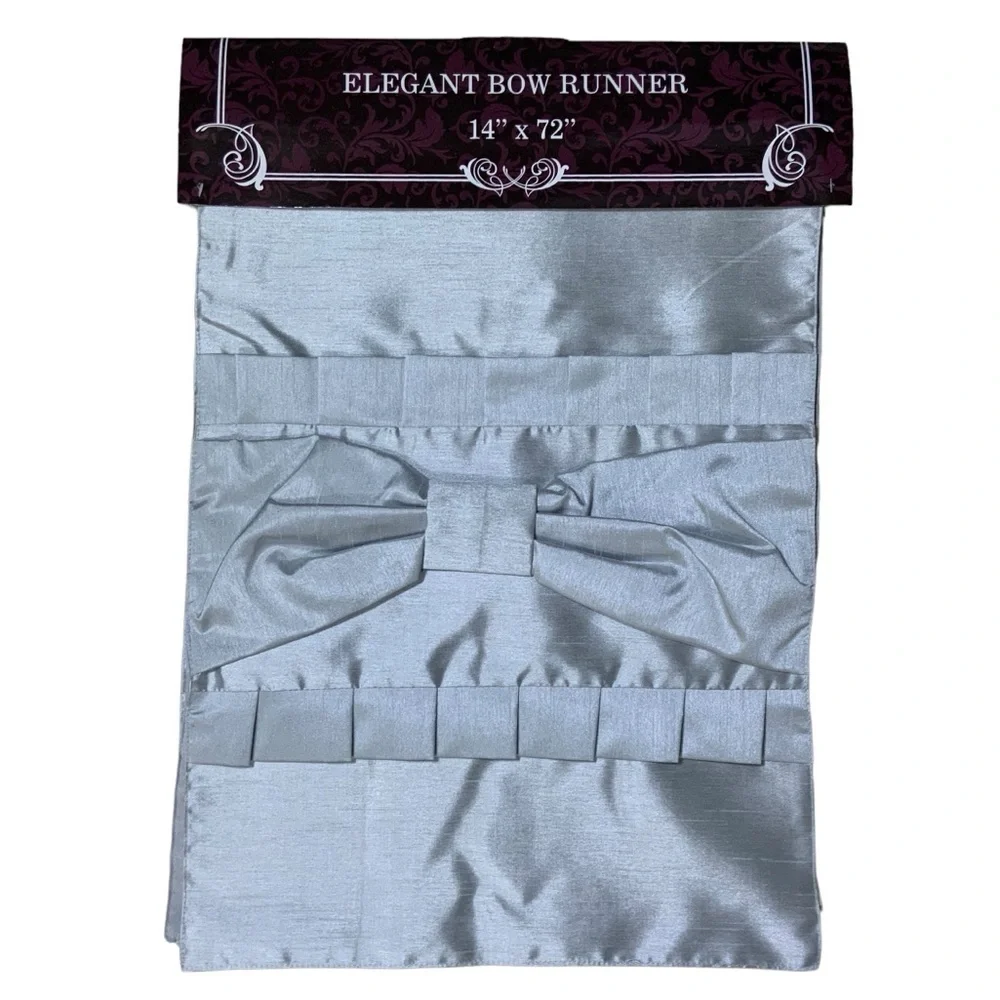 Elegant Bow Table Runner Reversible Silvery Gray Stratford Home 14 x 72 in 6 Ft